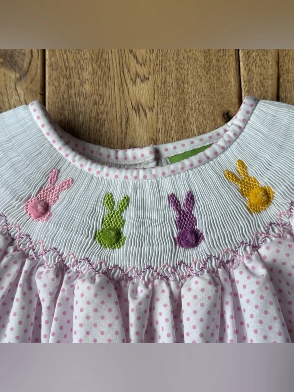 Classic Whimsy Bunny Bums Smocked Polka Dot Dress size 6